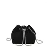 Вечерние сумки с плиссированной шнуркой вертикальной шнурной металлической цепь маленькая сумка для плеча мессенджера женского рода