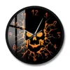 Skull with Crack Hole Horror Wall Clock Silent Non Ticking Gothic Birth of a Demon Clock Halloween Home Decor Skull Wall Clock