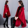 Autumn And Winter Women's Cape Woolen Coat Knitted Red Tide Shawl Womens Long Jacket Women Women1