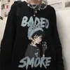 Harajuku oversize homens manga longa outono camiseta gótico preto retro ulzzang aconchegante moda streetwear solto plus size hip hop tops 220708