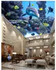 Niestandardowy dowolny rozmiar Silk Photo Mural Tapeta podwodne światowe ryby biologia niebo na salon sypialnia zenit mural sufitowy