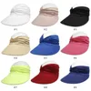 Stor randen hatt för kvinnor utomhus sommar ihålig öppen topp cap vuxen solskydd visir rese strandhatt 220627