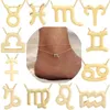 Meerlagige 12 Constellation Zodiac Anklet Gold Silver Summber Beach Letter voetketen voor vrouwen dames astrologische enkelband sieraden