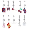 YYJFF AQ10-001 Belly Navel Button Ring Mix 10 Styles Aqua.Colors 10 PCS Crown Dream Catcher Owl