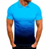 Covrlge PoloShirt 3D Maglia da golf da tennis sfumata da uomo Camicie con colletto rovesciato Taglie forti 5XL Maglietta a maniche corte in cotone MTP143 220712