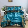 Family Buddha Sängkläder Set Mandala Quilt Cover Luxury Twin King Size Bed Set Bohemian Bedclothes 2/3 st med örngott