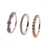 Anneaux de mariage 3pcs / set Blue Stone Delate Delate Set Femmes Bohemina Au-dessus de l'empilement de klickle Mid Midi Anneau pour Lady Jewelry Simple Gift1