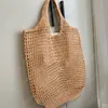 Summer Beach Tote Designer Bag Cutouts Straw Handbag Wallet Crochet Shoulder Bags Lady Clutch Purse Fashion Raffia Drawstring Shopping Pack