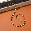 Ins Niche Design Natural Pearl Retro kralen ketting zwarte agaat tijger eye stone blogger met dezelfde sieradenaccessoires