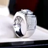 Grande bague en cristal de luxe pour hommes, en argent estampillé 925, originale, à la mode, bijoux de fête de mariage, cadeaux de vacances