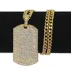 Heren Hip Hop ketting sieraden Volledige strass Iced Out Dog Tag hanger Gouden kettingen voor mannen
