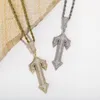 Iced Out Gold Cross avec chaîne collier pendentifs pour hommes et femmes Hip Hop bijoux couleur argent