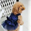かわいい犬のアパレルドレスペット子犬の弓皮ガーゼスカートスパンコールプリンセス服XS-XL