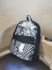 Checkerboard Hero Print Canvas Backpack Computer Torby