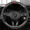 Car Steering Wheel Wheels Cover 38Cm Leather For Renault Clio Fluence Megane Laguna Talisman Captur Kadjar Kaptur Koleos Scenic espace J220808