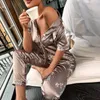 Pyjama Femme 2 piece set Women's Short Sleeve Pajamas Summer Satin Silk Trousers Suit Pyjamas Set Pjs Mujer Pijama Sleepwear 220802