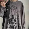 Harajuku T-shirts à manches longues pour hommes Automne Gothique Vintage Imprimer Ulzzang Confortable Mode Streetwear Baggy Coréen Tendance BF Plus Tops 220325