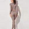 Seamless Gym Yoga Set Women Sports Bra Crop Top Long Sleeve Suit Leggings Clothing Female High Waist Pants 220330