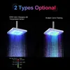 Shower Head LED Rainfall Square Automatically Color-Changing Temperature Sensor head for Bathroom 220401