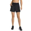 L-196 Shorts de sport décontractés pour femmes Pantalons courts de yoga à séchage rapide Pantalons de survêtement minces avec poches latérales Drop-In Élastique Fitness en plein air Pantalon à trois points