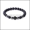 Шармовые браслеты Micro Pave Cz Disco Ball Bear Beak Black Stone Bracelet Женщины мужчины йога ручная струна украшения дружба подарки Carshop2006 DH6S8