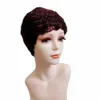 قصيرة الشعر البشري بيكسل قطع الباروكة مستقيم البرازيلي ريمي الشعر آلة كامل صنع الباروكات مع الانفجارات اللون 99J
