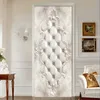 3D blanc sac souple diamant PVC auto-adhésif détachable porte autocollant Mural papier peint décalcomanie salon chambre décor affiche 220426