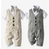 Children039s kostym Baby Boy Doping Birthday Outfit Children Plaid Suits Newborn Gentleman Wedding Bowtie Formella kläder Spädbarn 3375354