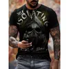 Herren T-Shirts Sommer T-Shirt Mode Persönlichkeit Schädel Druck Hip-Hop Trend Street Wear Casual O Kragen T-Shirt