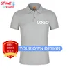 Embroidery Custom Summer Men S Polo Shirt Casual Short Sleeve Persoonlijk bedrijf Groepsafdruk Fashion Solid Color Deskleding 220722