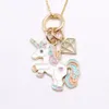 Fashion Jewelry Rainbow Heart Starfish Pendants Necklace Kids Girls Charming Pendant Long Chain Necklaces Cute Child