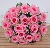 Sztuczny bukiet róży jedwabny kwiat 18 róży ślubny salon trzymający ozdoby kwiatowe fałszywe kwiaty