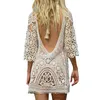 Robes décontractées Sexy femmes robe de plage creux Crochet dentelle Bikini Blouse bohème bord de mer vacances été maillots de bain vêtements de plage 2022