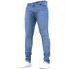 Мужские брюки с высокой талией на молнии наклеивает джинсы повседневные стройные брюки мужские плюс размер карандаш джинсовая тощая для мужчин 220328
