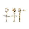 2022 Ny högkvalitativ kors dingle örhänge för kvinnor med iced ut CZ Stone Drop Earring Studs Vintage Hip Hop Wedding Party Fashion Födelsedagspresent Guys Girls Girls