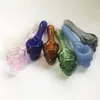 4inch Smoking Dry Herb Tobacco Hand Pipes Spoon Skull Shape Colorful Water Bangs Bubbler Pyrex Glass Oil Burner Pipes Dab Rig Pipe