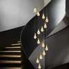 Villa Treppe Lange Pendelleuchten Großes Duplex-Gebäude Einfache moderne Wohnzimmerlampe Kreatives Design Stehtisch-Hängeleuchten