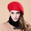2017 Nouvelle Mode Femmes Béret Chapeau Pour Femmes Bonnet Femme Cap Fleur Français Trilby Laine Doux Hôtesse Chapeau gorras planas J220722