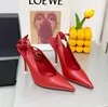 Dress Shoes gules Calf leather high heels women's shoes silk sexy lace up rope winding Luxury Designer Sandals 90mm Pointy leathe soled high-end