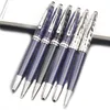 Mancha de lujo Bolígrafo clásico de resina azul marino BallPoint Pen Edición limitada (en todo el mundo en 80 días) con número de serie