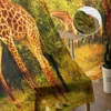 Rideau Drapés Afrique Girafe Prairie Coucher De Soleil Tulle Sheer Fenêtre Rideaux Pour Salon La Chambre Moderne Voile Organza DrapesRideau