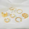 7pcs / set boho guld bred knädring uppsättning för kvinnor vintage geometrisk stor båge knut stjärna metall finger ring trend smycken gåvor