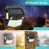 160LED Güneş Işık Açık Solarda Duvar Lambaları PIR Hareket Sensörü Lamba Su Geçirmez Güneş Işıkları için Bahçe Dekorasyon Sokak Sıcak