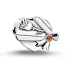 925 Silver Fit Pandora Charm 925 Armband Valentine's Day Charm Love Heart Clip Rose Charms Set Pendant Diy Fine Pärlor smycken