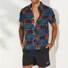 Oddychający bawełniany mężczyzna koszulka styl etniczny nadruk vintage krótkie tle streetwearu luźne mężczyzn na plaży hawajskie koszule 2020 LJ200925