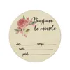 Lot de 6 cartes souvenirs en bois pour bébé - Artisanat rond - 15 cm - Accessoires de photographie pour nouveau-né - Impression colorée - Cadeau pour bébé - Annonce de grossesse - Naissance - Lot de 6