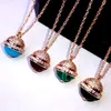 Womens Designer Necklace Fashion Luxury Iced Out Pendant Onyx Turnable Necklace Jewelry