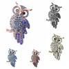 Rhinestone Crystal Elmas Baykuş Kuş Broş Pin Korsage Şal Eşarp Toka Kadın Erkek Elbise Elbise Kıyafet Çanta Şapka Dekorasyon