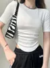 여자 티셔츠 여름 2022면 불규칙한 여성의 짧은 티셔츠 소매 O- 넥 섹시 캐주얼 흰색 셔츠 탑 Femalewomen 's