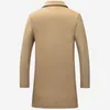 Trenchs pour hommes Automne Hiver Mode Manteaux en laine pour hommes Couleur unie Simple boutonnage Revers Long manteau Veste Pardessus décontracté Plus la taille 5 Couleurs 220826